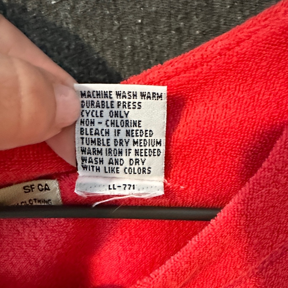 Levi's Red Short Sleeve Cotton Blend Terry Cloth Top with Zipper - Picture 3 of 10